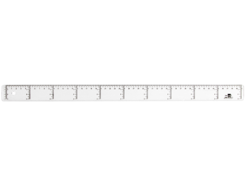 RÈGLE LIDERPAPEL GRADUATION VERTICALE HORIZONTALE 50CM BORD BISEAUTÉ GAMME CRISTAL TRANSPARENTE ÉCONOMIQUE