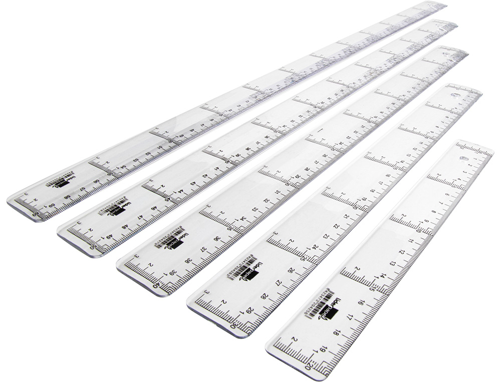 RÈGLE LIDERPAPEL GRADUATION VERTICALE HORIZONTALE 50CM BORD BISEAUTÉ GAMME CRISTAL TRANSPARENTE ÉCONOMIQUE