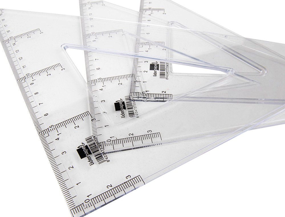 QUERRE LIDERPAPEL 45 DEGRS BISEAUTE DIMENSION HYPOTNUSE 20CM GRADUE CHELLE MILLIMTRES TRANSPARENTE CONOMIQUE