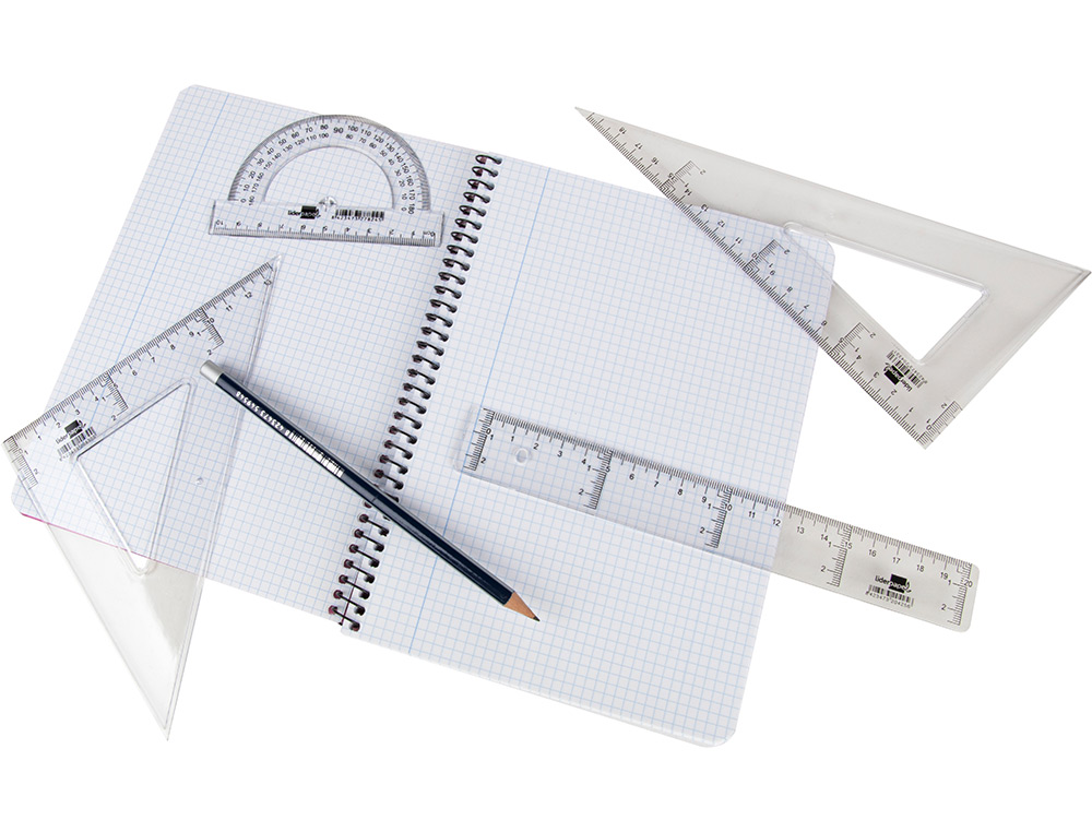 QUERRE LIDERPAPEL 45 DEGRS BISEAUTE DIMENSION HYPOTNUSE 20CM GRADUE CHELLE MILLIMTRES TRANSPARENTE CONOMIQUE