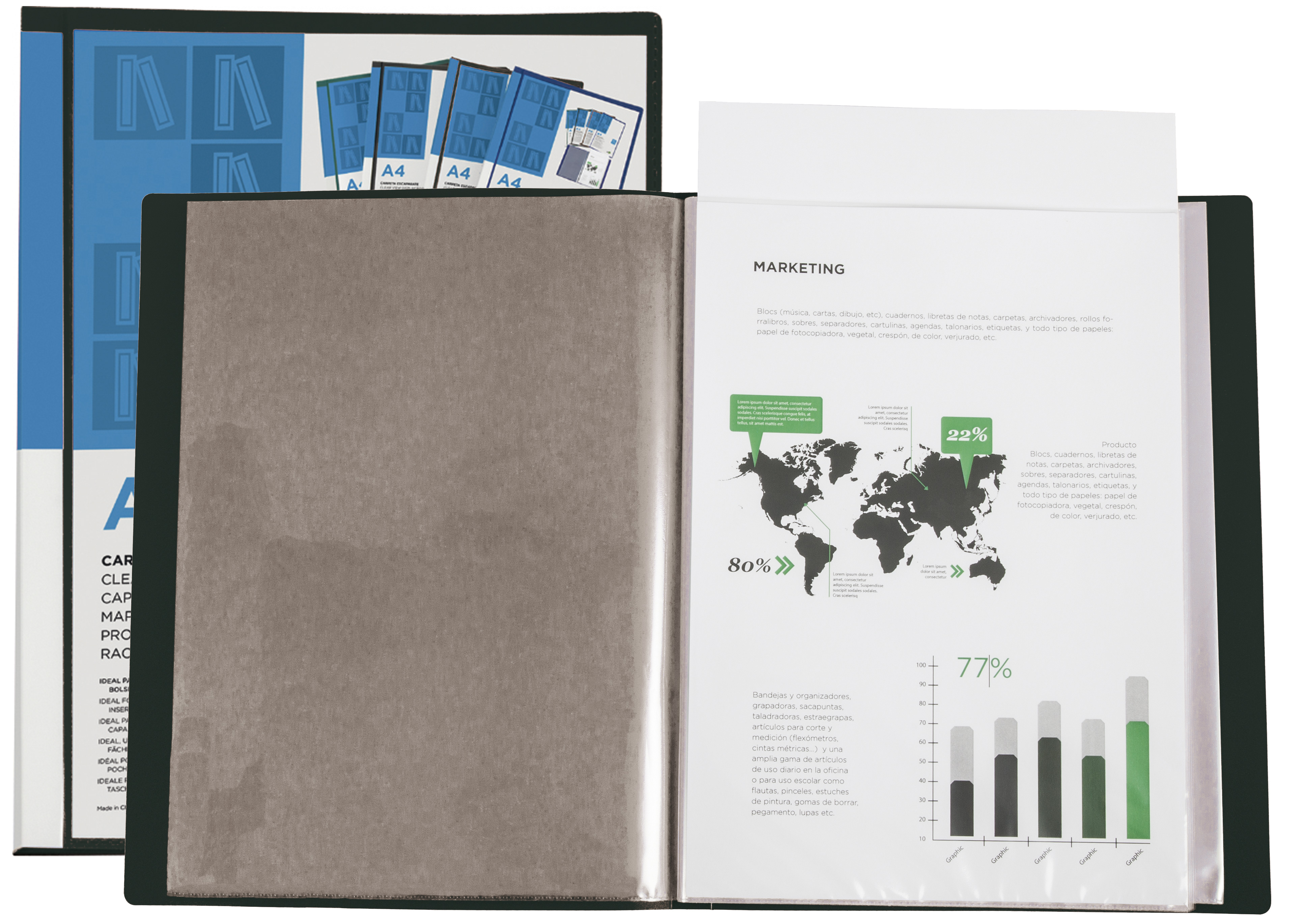 PROTÈGE-DOCUMENTS LIDERPAPEL PERSONNALISABLE KANGOUROU POLYPROPYLÈNE 40 POCHETTES FIXES A4 210X297MM COLORIS NOIR