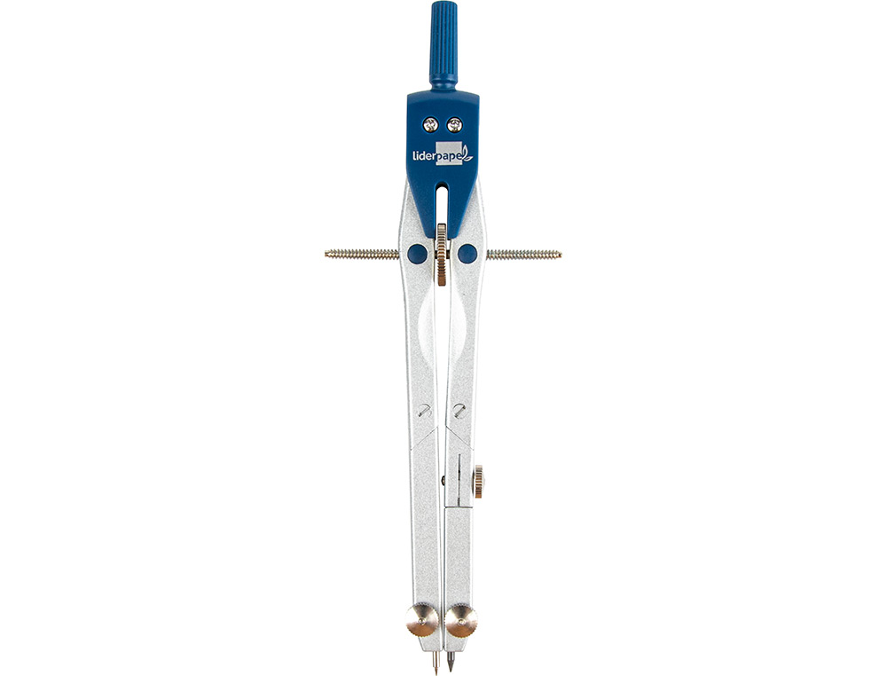COMPAS LIDERPAPEL MICROMÉTRIQUE ARTICULÉ 2 BRANCHES CIRCONFÉRENCE 38CM LONGUEUR 17CM BAGUE MINES 2MM ÉTUI
