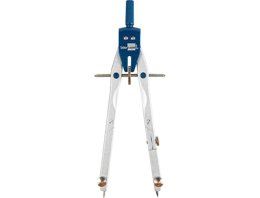 COMPAS LIDERPAPEL MICROMÉTRIQUE ARTICULÉ 2 BRANCHES CIRCONFÉRENCE 38CM LONGUEUR 17CM BAGUE MINES 2MM ÉTUI