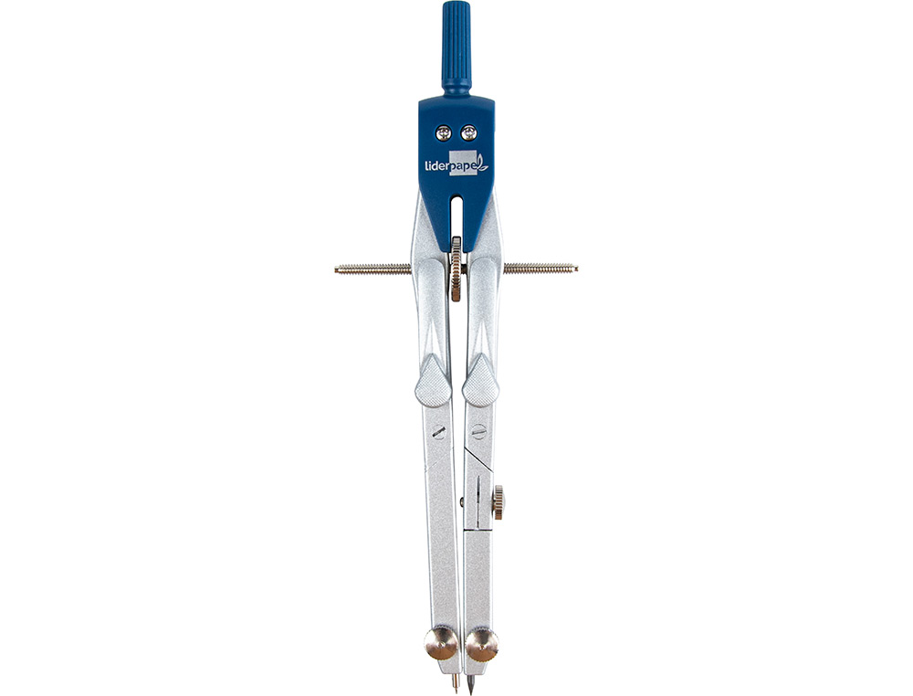 COMPAS LIDERPAPEL MICROMÉTRIQUE ARTICULÉ 2 BRANCHES CIRCONFÉRENCE 38CM TOUCHE RÉGLAGE RAPIDE BAGUE MINE 2MM ÉTUI