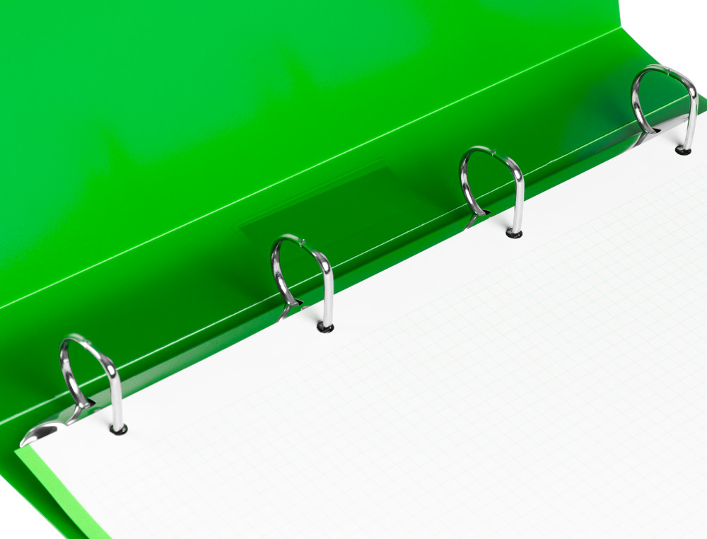 CLASSEUR LIDERPAPEL 4 ANNEAUX 25MM A4 260X315MM POLYPROPYLNE DOS 40MM PORTE-CARTES VISITE COLORIS VERT TRANSLUCIDE