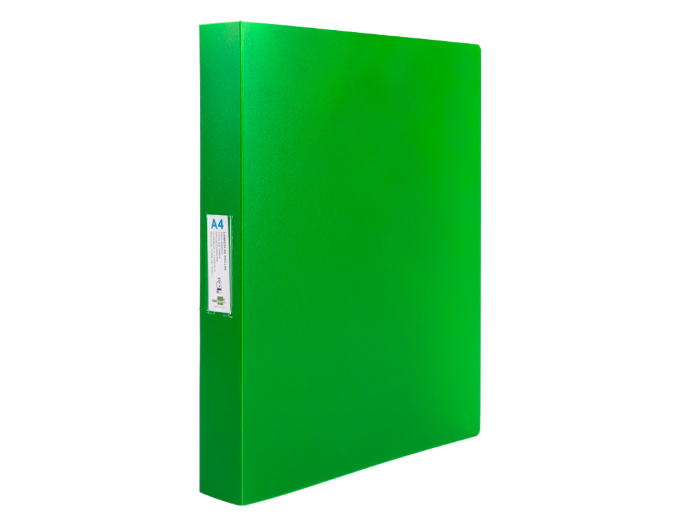 CLASSEUR LIDERPAPEL 4 ANNEAUX 25MM A4 260X315MM POLYPROPYLNE DOS 40MM PORTE-CARTES VISITE COLORIS VERT TRANSLUCIDE