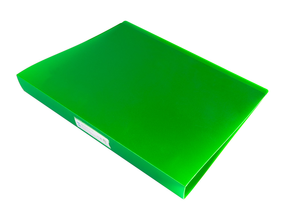 CLASSEUR LIDERPAPEL 4 ANNEAUX 25MM A4 260X315MM POLYPROPYLNE DOS 40MM PORTE-CARTES VISITE COLORIS VERT TRANSLUCIDE