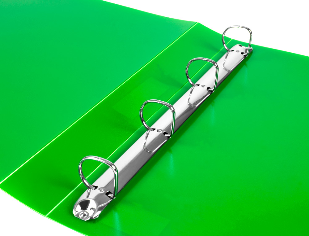 CLASSEUR LIDERPAPEL 4 ANNEAUX 25MM A4 260X315MM POLYPROPYLNE DOS 40MM PORTE-CARTES VISITE COLORIS VERT TRANSLUCIDE