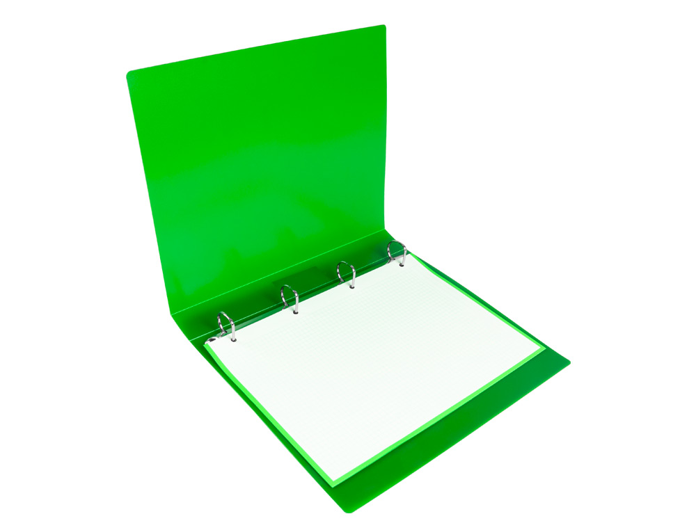 CLASSEUR LIDERPAPEL 4 ANNEAUX 25MM A4 260X315MM POLYPROPYLNE DOS 40MM PORTE-CARTES VISITE COLORIS VERT TRANSLUCIDE