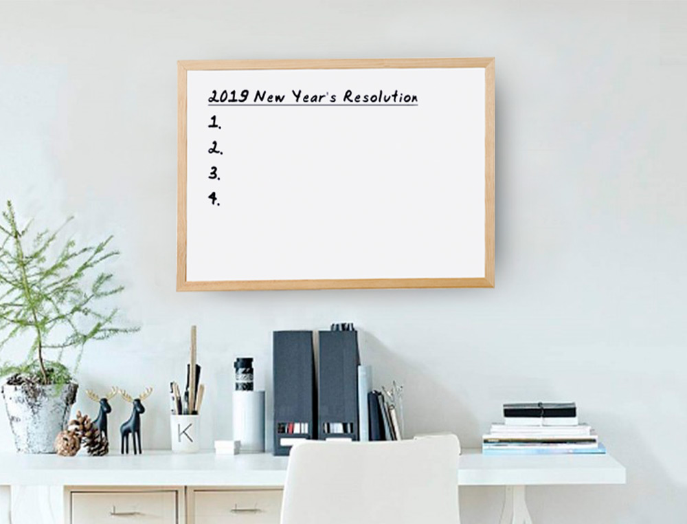 TABLEAU Q-CONNECT MÉLAMINÉ CADRE BOIS LISSE LAVABLE STABILITÉ MARQUEURS SPÉCIAUX ACCESSOIRES FIXATION MUR 40X30CM