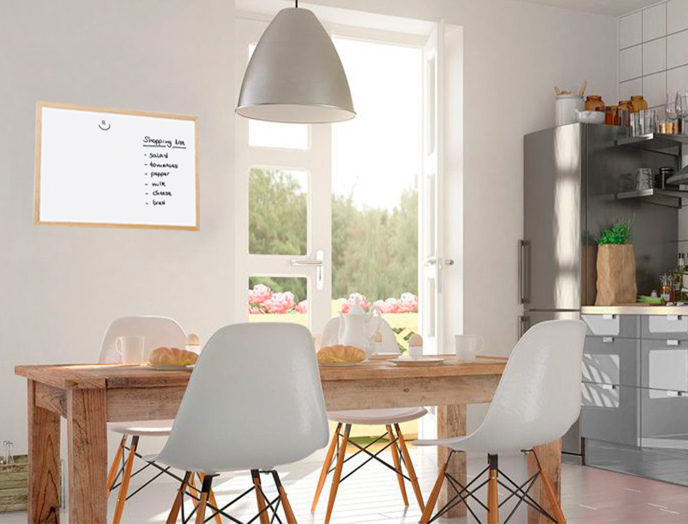TABLEAU Q-CONNECT MÉLAMINÉ CADRE BOIS LISSE LAVABLE STABILITÉ MARQUEURS SPÉCIAUX ACCESSOIRES FIXATION MUR 40X30CM