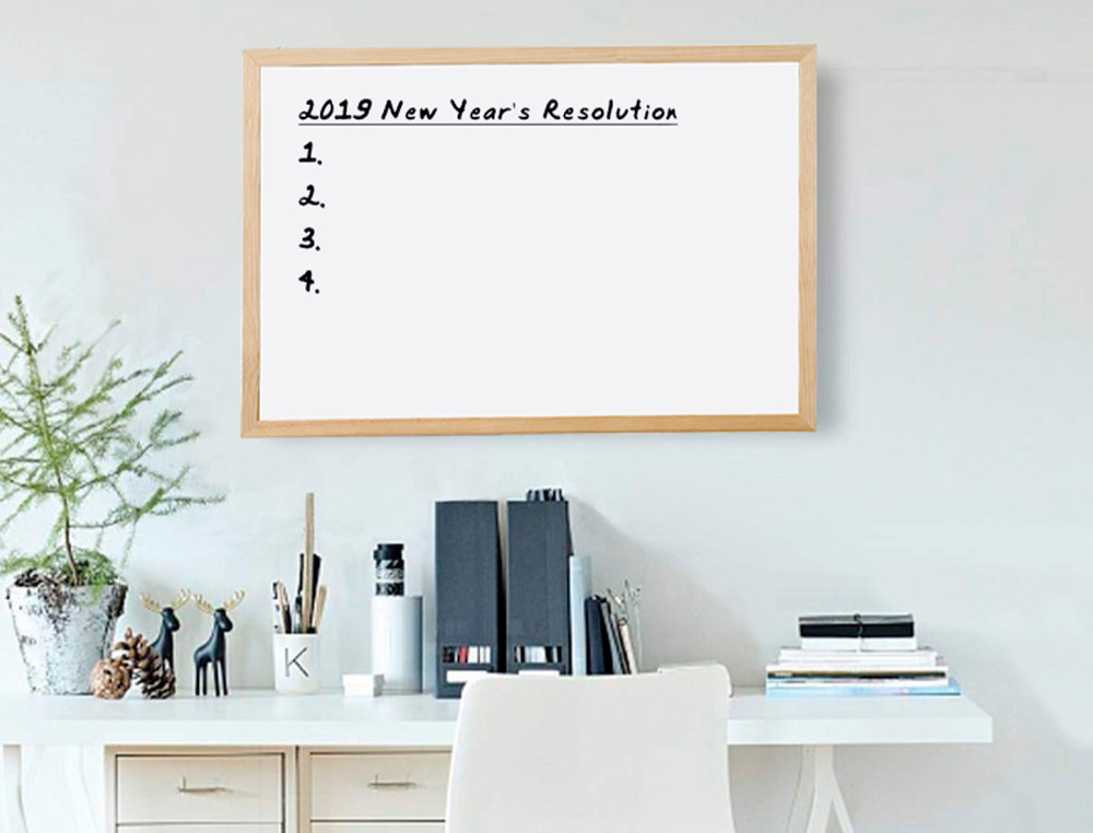 TABLEAU Q-CONNECT MÉLAMINÉ CADRE BOIS LISSE LAVABLE STABILITÉ MARQUEURS SPÉCIAUX ACCESSOIRES FIXATION MUR 60X40CM