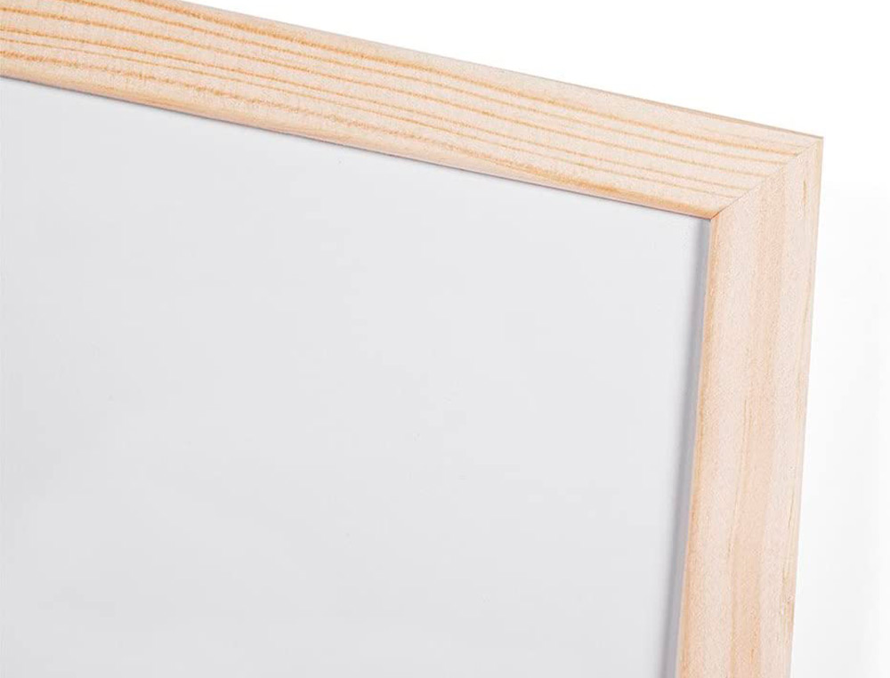 TABLEAU Q-CONNECT MÉLAMINÉ CADRE BOIS LISSE LAVABLE STABILITÉ MARQUEURS SPÉCIAUX ACCESSOIRES FIXATION MUR 90X60CM