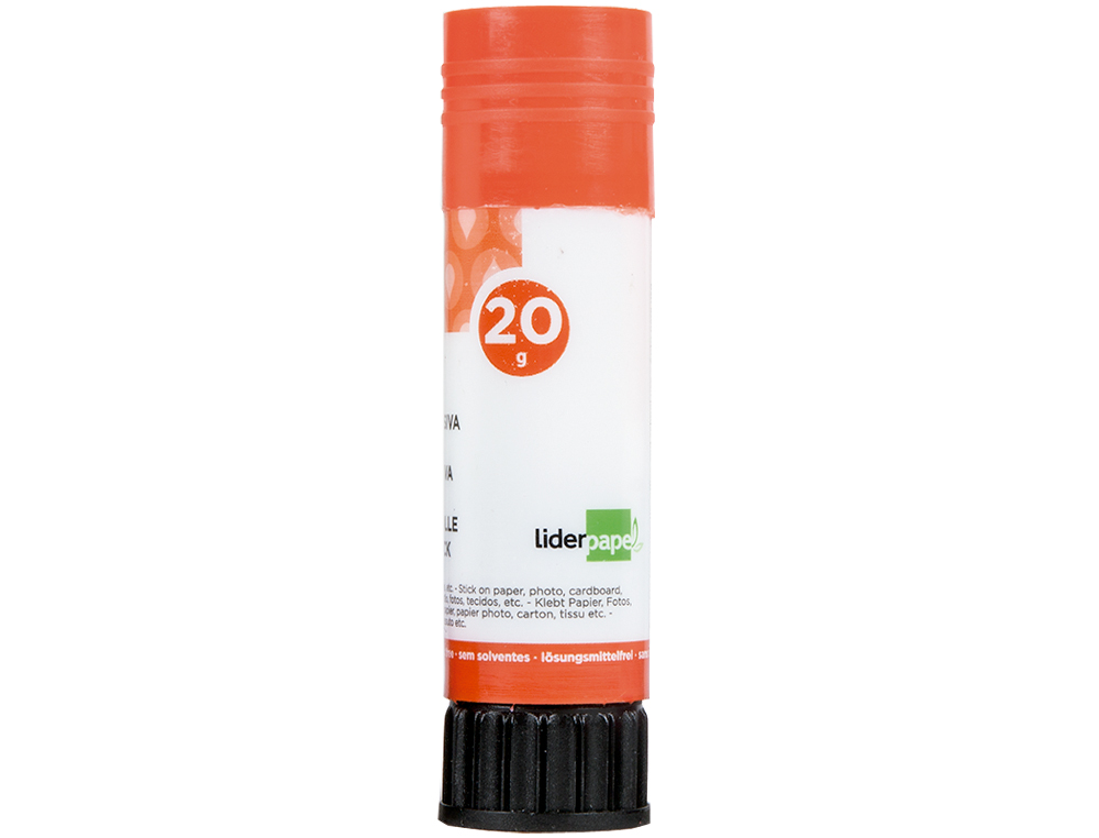 COLLE BLANCHE LIDERPAPEL ADHÉSIF HAUTE QUALITÉ GLISSEMENT MAXIMUM SÉCHAGE INSTANTANÉ UTILISATION SCOLAIRE BÂTON 20G