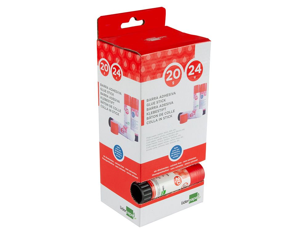 COLLE BLANCHE LIDERPAPEL ADHÉSIF HAUTE QUALITÉ GLISSEMENT MAXIMUM SÉCHAGE INSTANTANÉ UTILISATION SCOLAIRE BÂTON 20G