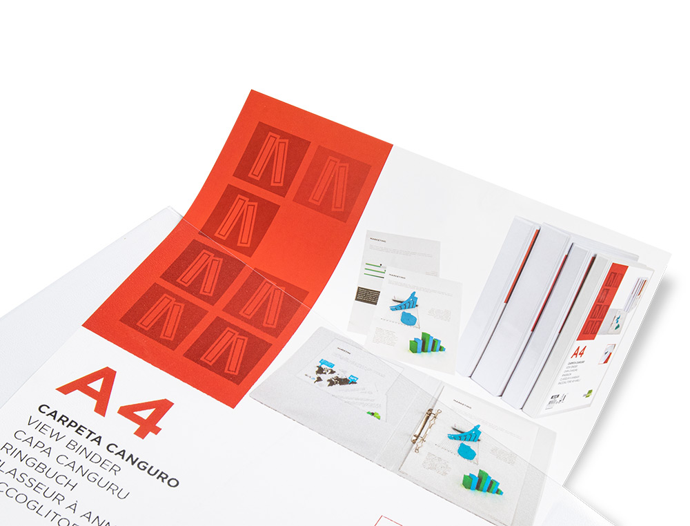 CLASSEUR KANGOUROU LIDERPAPEL 4 ANNEAUX 25MM 283X320MM DOCUMENT A4 PLASTIQUE DOS 40MM COLORIS BLANC