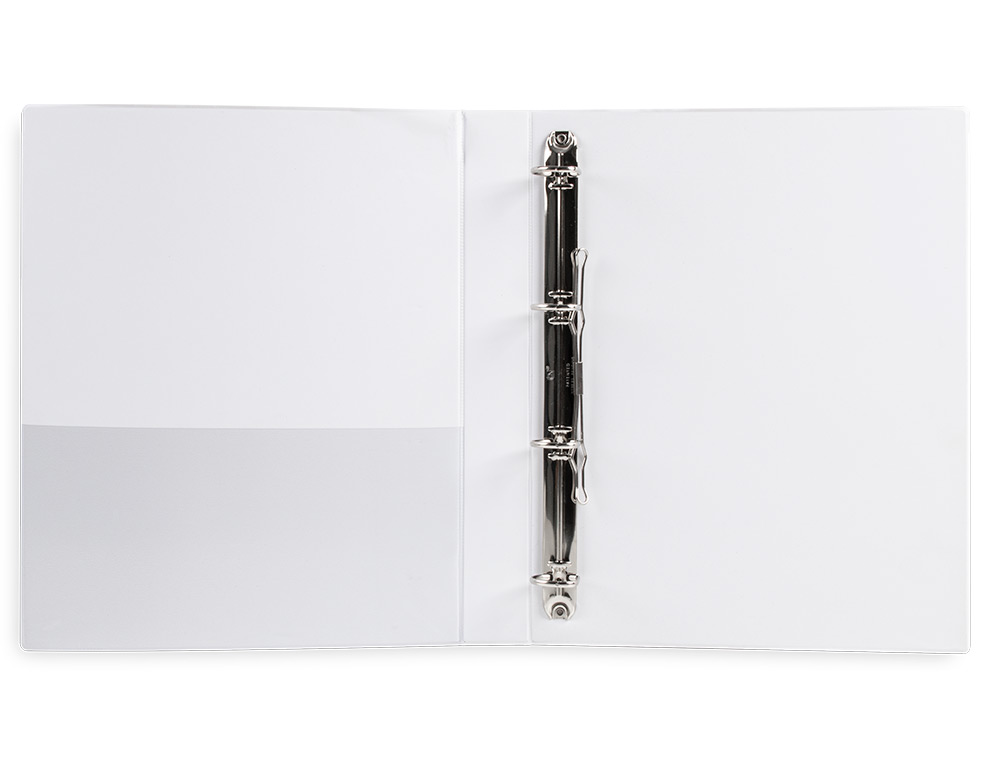 CLASSEUR KANGOUROU LIDERPAPEL 4 ANNEAUX 25MM 283X320MM DOCUMENT A4 PLASTIQUE DOS 40MM COLORIS BLANC