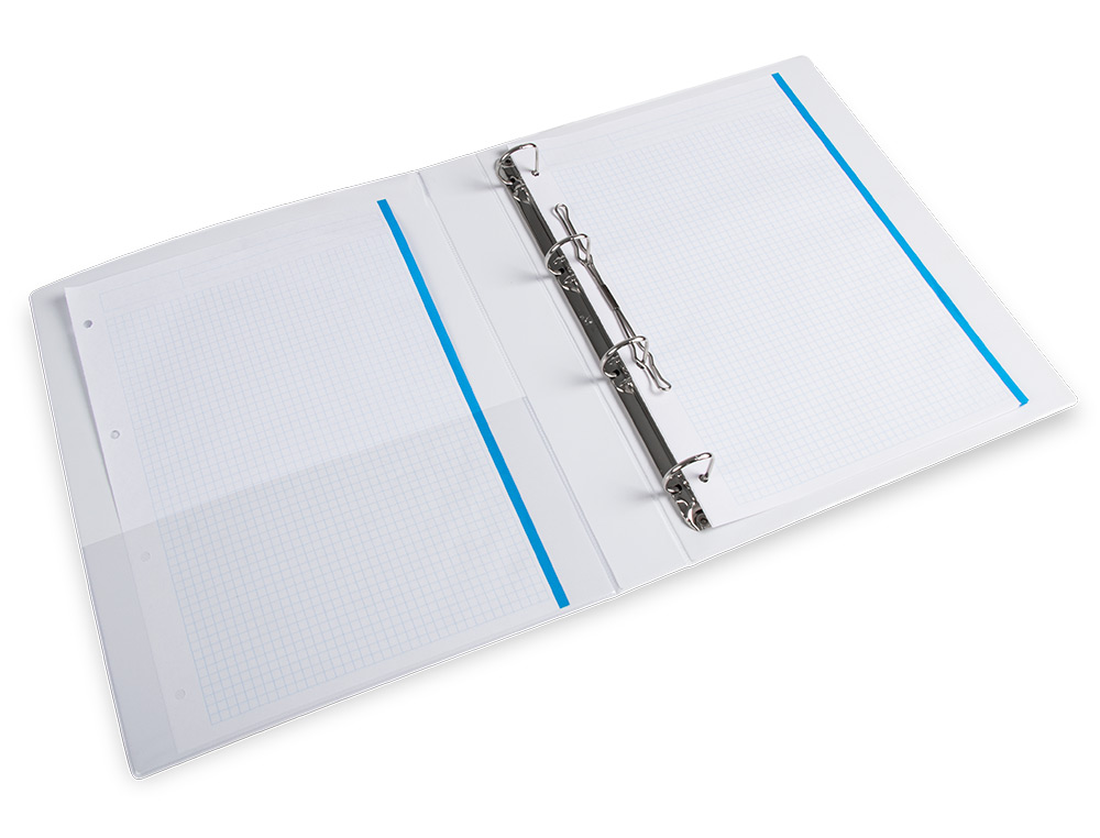 CLASSEUR KANGOUROU LIDERPAPEL 4 ANNEAUX 25MM 283X320MM DOCUMENT A4 PLASTIQUE DOS 40MM COLORIS BLANC