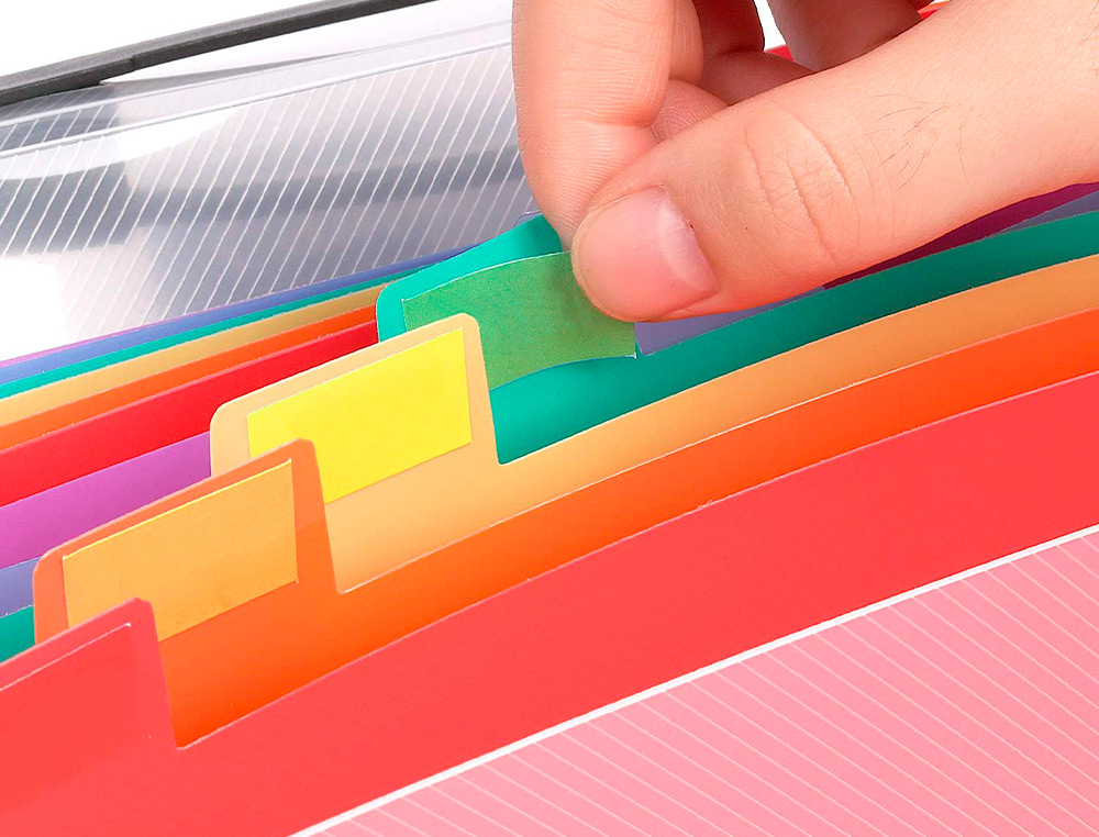 TRIEUR LIDERPAPEL SÉRIE SPECTRAFILE POLYPROPYLÈNE A4 210X297MM 700 MICRONS 13 COMPARTIMENTS COLORIS FROSTY TRANSPARENT