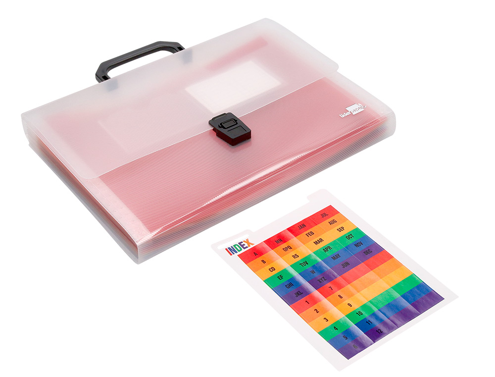 TRIEUR LIDERPAPEL SÉRIE SPECTRAFILE POLYPROPYLÈNE A4 210X297MM 700 MICRONS 13 COMPARTIMENTS COLORIS FROSTY TRANSPARENT