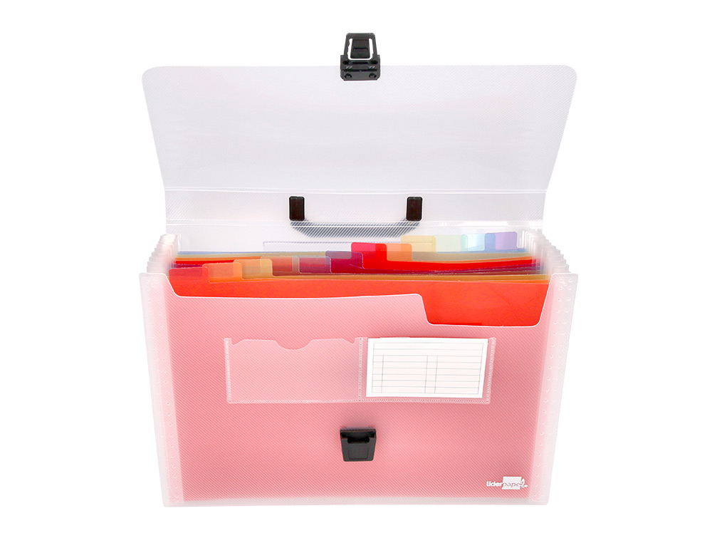 TRIEUR LIDERPAPEL SÉRIE SPECTRAFILE POLYPROPYLÈNE A4 210X297MM 700 MICRONS 13 COMPARTIMENTS COLORIS FROSTY TRANSPARENT