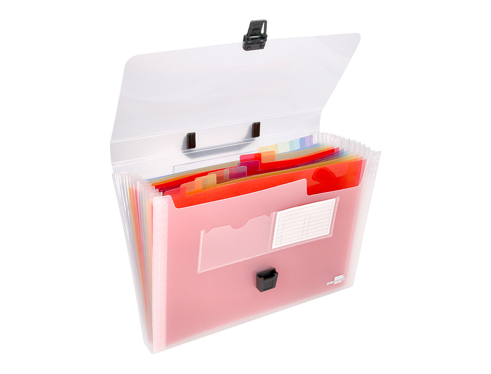 TRIEUR LIDERPAPEL SÉRIE SPECTRAFILE POLYPROPYLÈNE A4 210X297MM 700 MICRONS 13 COMPARTIMENTS COLORIS FROSTY TRANSPARENT