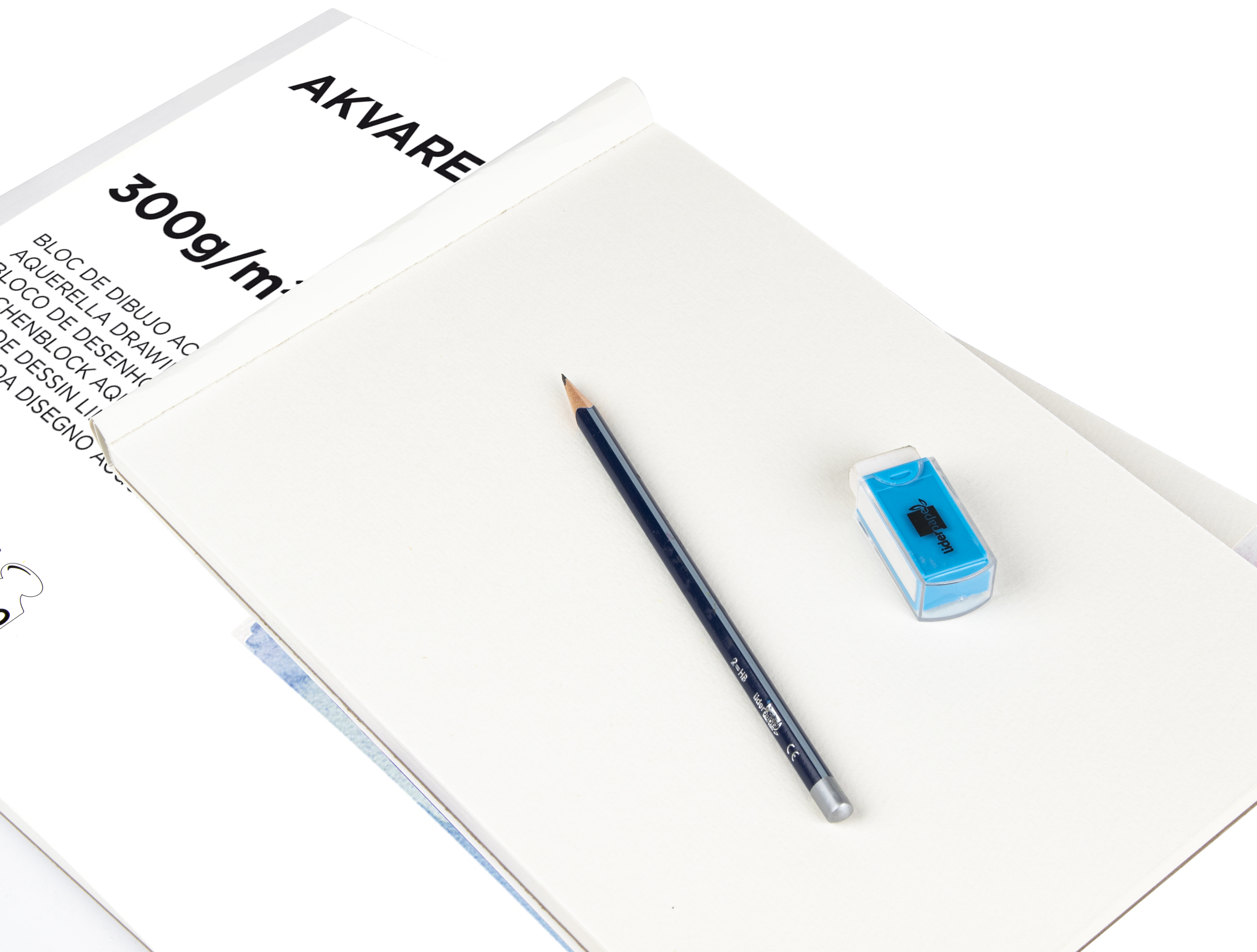 BLOC DESSIN LIDERPAPEL AQUARELLE ENCOLLÉ PAPIER GRAIN MOYEN LISSE 300G/M2 FORMAT A4 297X210MM 20F