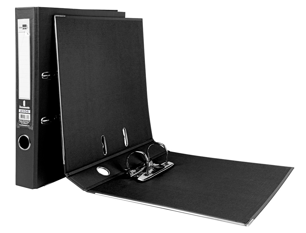 CLASSEUR LEVIER LIDERPAPEL A4 DOCUMENTA CARTON REMBORDÉ 1,9MM DOS 52MM RADO MÉTALLIQUE COLORIS NOIR