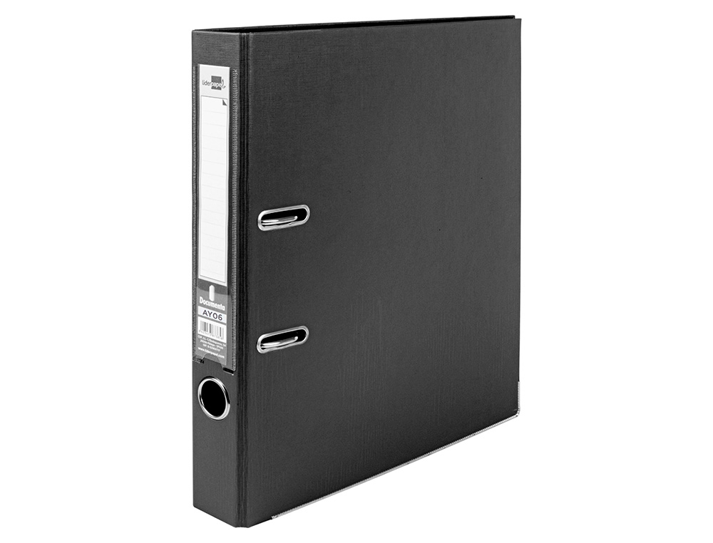 CLASSEUR LEVIER LIDERPAPEL A4 DOCUMENTA CARTON REMBORDÉ 1,9MM DOS 52MM RADO MÉTALLIQUE COLORIS NOIR
