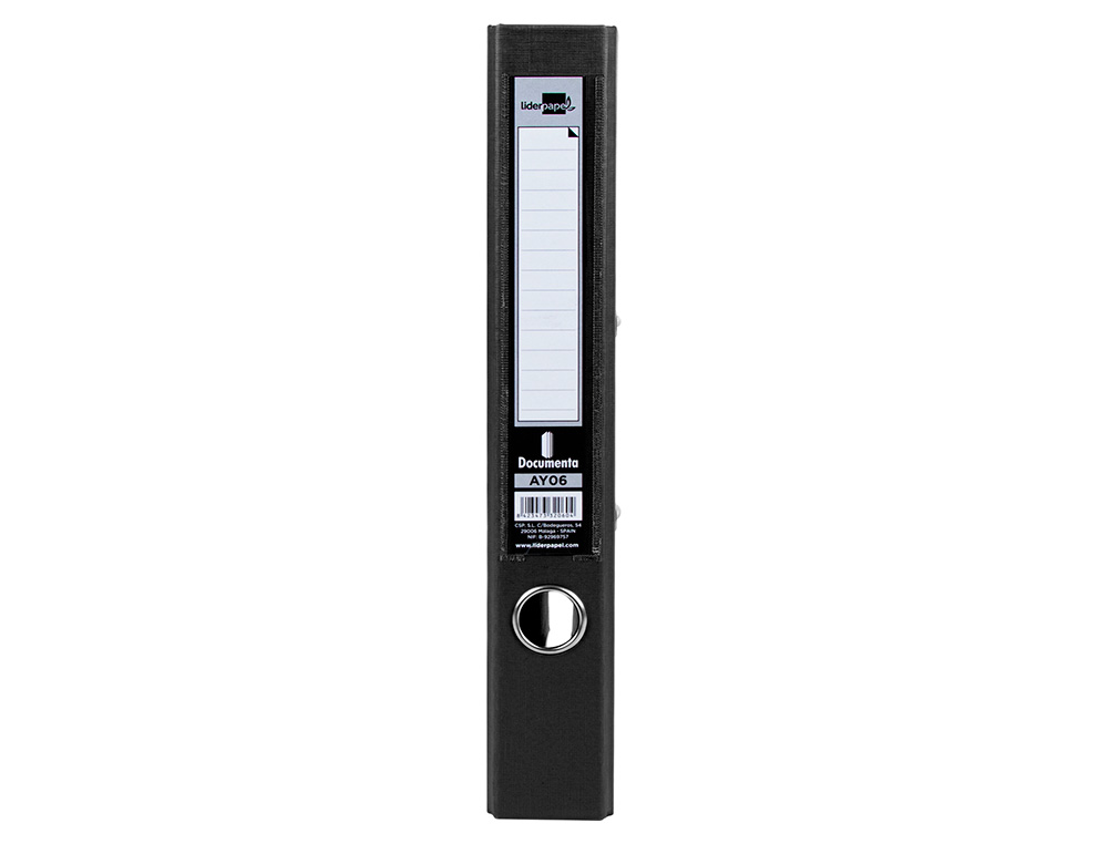 CLASSEUR LEVIER LIDERPAPEL A4 DOCUMENTA CARTON REMBORDÉ 1,9MM DOS 52MM RADO MÉTALLIQUE COLORIS NOIR