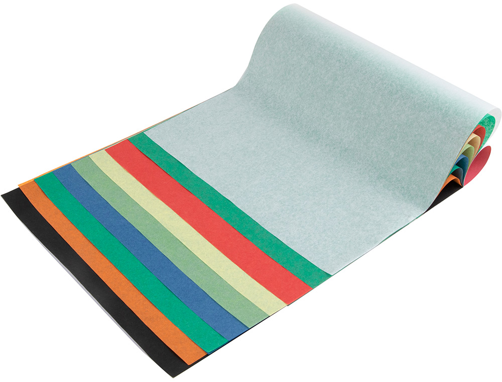 PAPIER DE SOIE LIDERPAPEL 18G/M2 FORMAT A4+ 240X315MM COLORIS ASSORTIS BLOC 10F