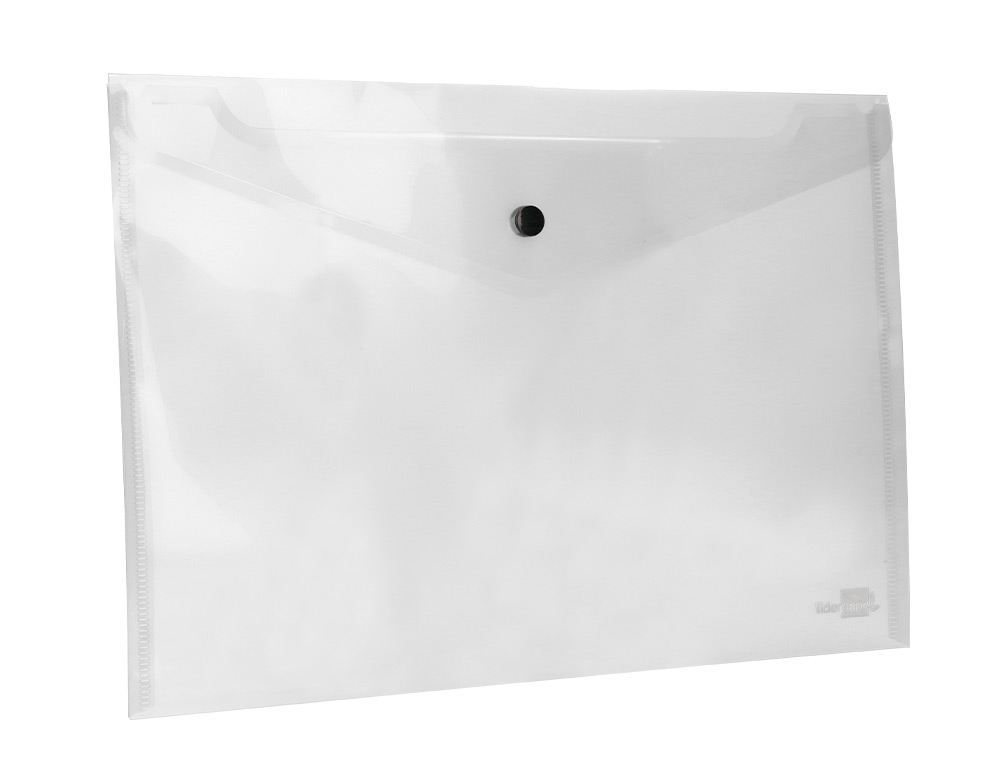 POCHETTE ENVELOPPE LIDERPAPEL POLYPROPYLÈNE 180 MICRONS A3 420X297MM 50F FERMETURE BOUTON RÉSISTANT TRANSPARENT