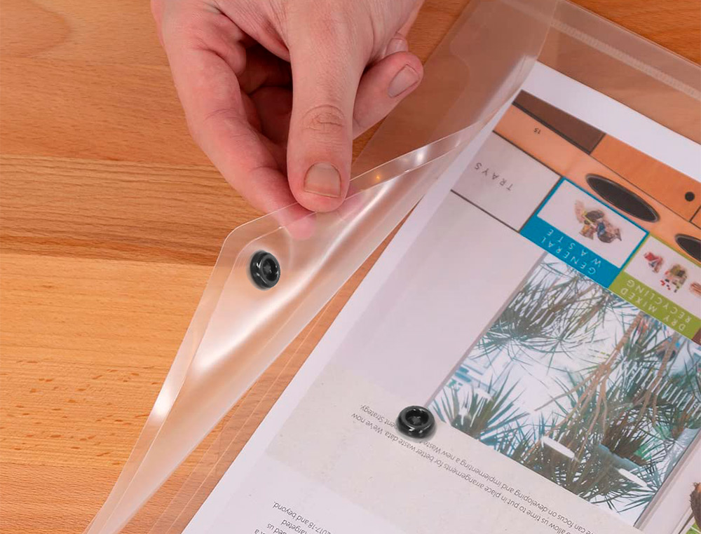 POCHETTE ENVELOPPE LIDERPAPEL POLYPROPYLÈNE 180 MICRONS A3 420X297MM 50F FERMETURE BOUTON RÉSISTANT TRANSPARENT