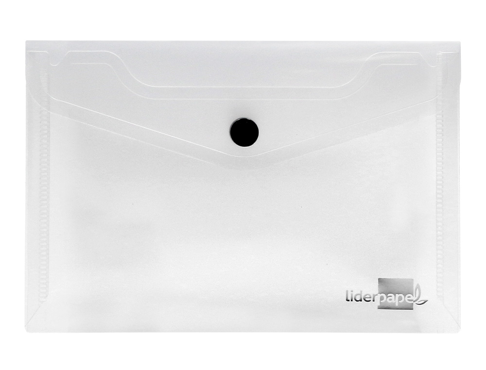POCHETTE ENVELOPPE LIDERPAPEL POLYPROPYLNE 180 MICRONS A6 148X105MM 50F FERMETURE BOUTON TRANSPARENT