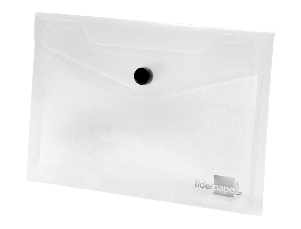 POCHETTE ENVELOPPE LIDERPAPEL POLYPROPYLNE 180 MICRONS A6 148X105MM 50F FERMETURE BOUTON TRANSPARENT