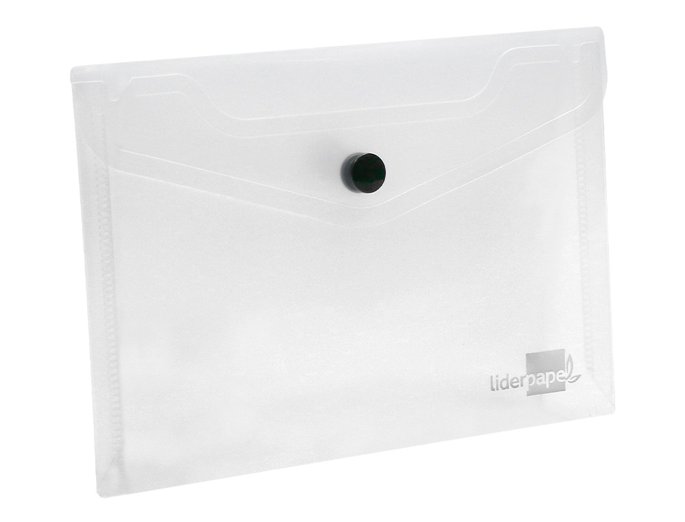 POCHETTE ENVELOPPE LIDERPAPEL POLYPROPYLNE 180 MICRONS A6 148X105MM 50F FERMETURE BOUTON TRANSPARENT