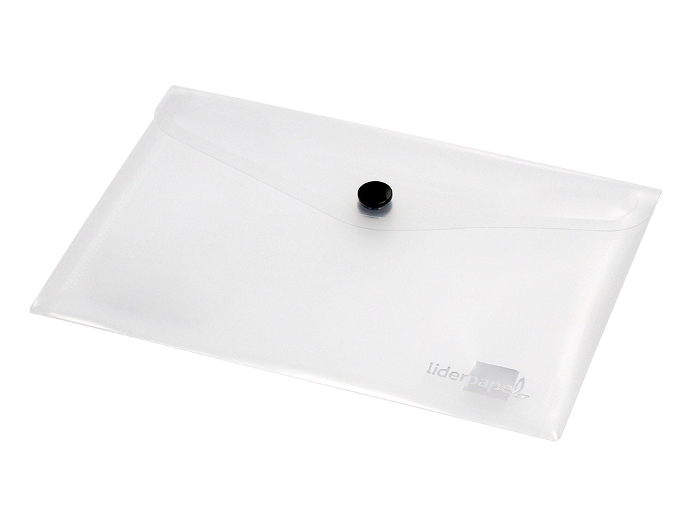 POCHETTE ENVELOPPE LIDERPAPEL POLYPROPYLNE 180 MICRONS A6 148X105MM 50F FERMETURE BOUTON TRANSPARENT
