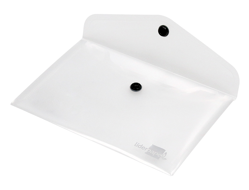 POCHETTE ENVELOPPE LIDERPAPEL POLYPROPYLNE 180 MICRONS A6 148X105MM 50F FERMETURE BOUTON TRANSPARENT