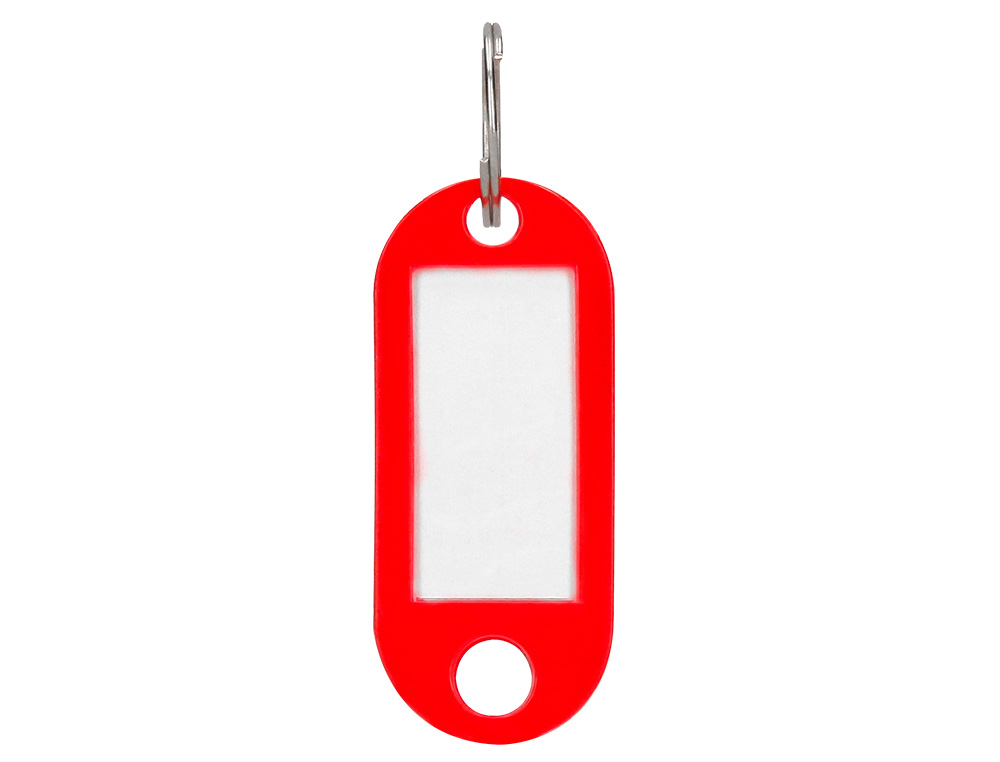 PORTE-CLÉS Q-CONNECT PORTE-ÉTIQUETTE PLASTIQUE 50X22MM COLORIS ROUGE PRÉSENTOIR 100 UNITÉS
