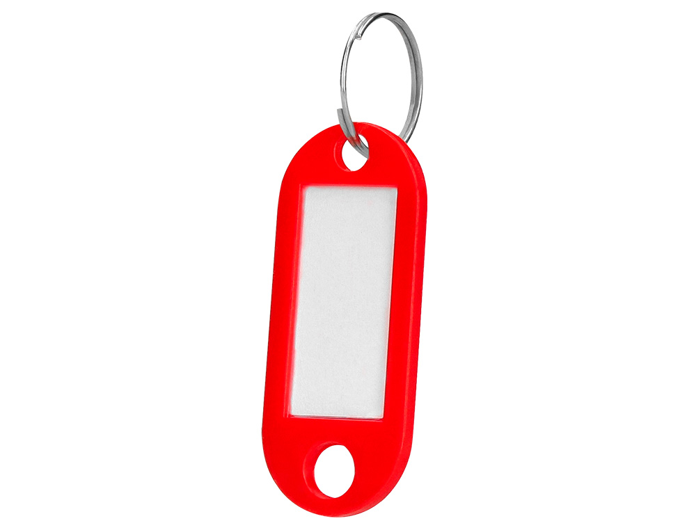 PORTE-CLÉS Q-CONNECT PORTE-ÉTIQUETTE PLASTIQUE 50X22MM COLORIS ROUGE PRÉSENTOIR 100 UNITÉS