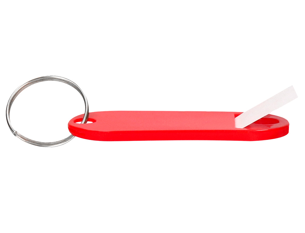 PORTE-CLÉS Q-CONNECT PORTE-ÉTIQUETTE PLASTIQUE 50X22MM COLORIS ROUGE PRÉSENTOIR 100 UNITÉS
