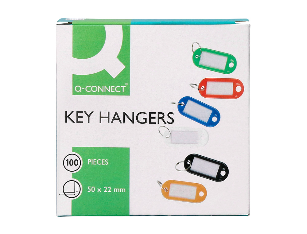 PORTE-CLÉS Q-CONNECT PORTE-ÉTIQUETTE PLASTIQUE 50X22MM COLORIS VERT PRÉSENTOIR 100 UNITÉS