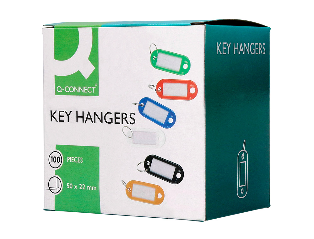 PORTE-CLÉS Q-CONNECT PORTE-ÉTIQUETTE PLASTIQUE 50X22MM COLORIS VERT PRÉSENTOIR 100 UNITÉS