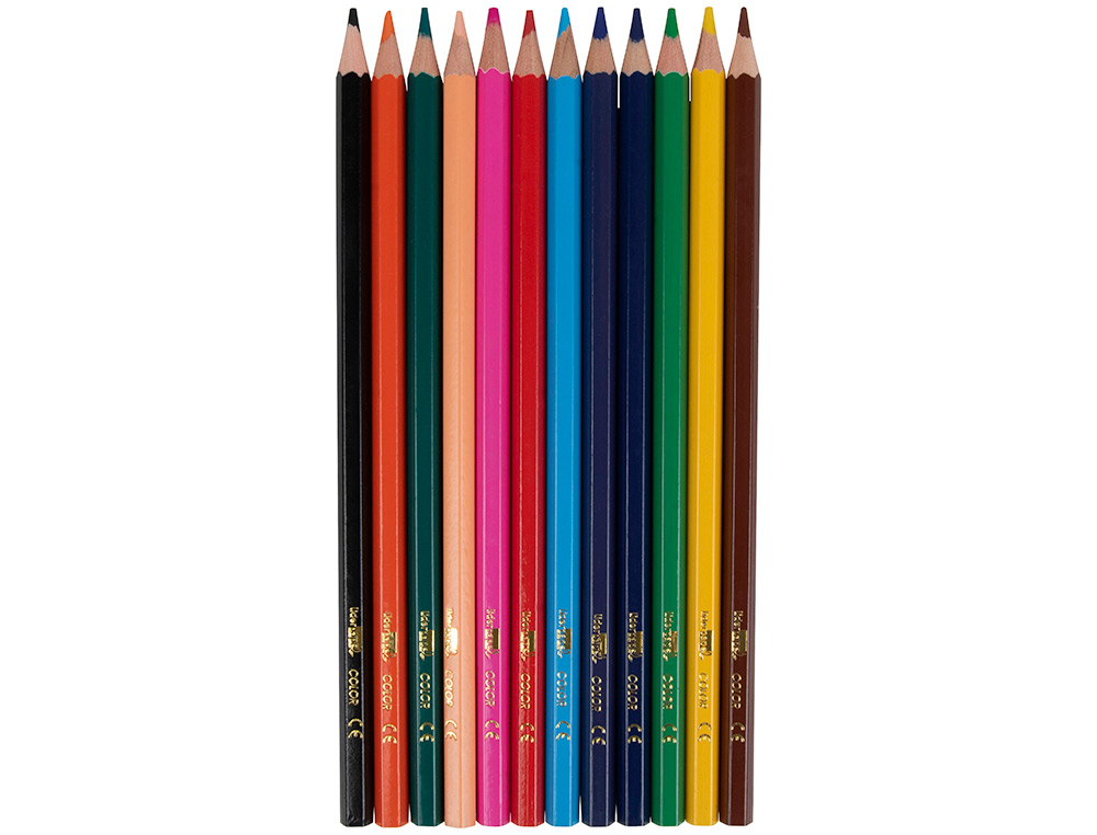 CRAYON COULEUR LIDERPAPEL MINE EXTRA-RÉSISTANTE 174.5MM ÉCRITURE DOUCE COLORIS INTENSES ÉTUI CARTON PLASTIFIÉ 12 UNITÉS