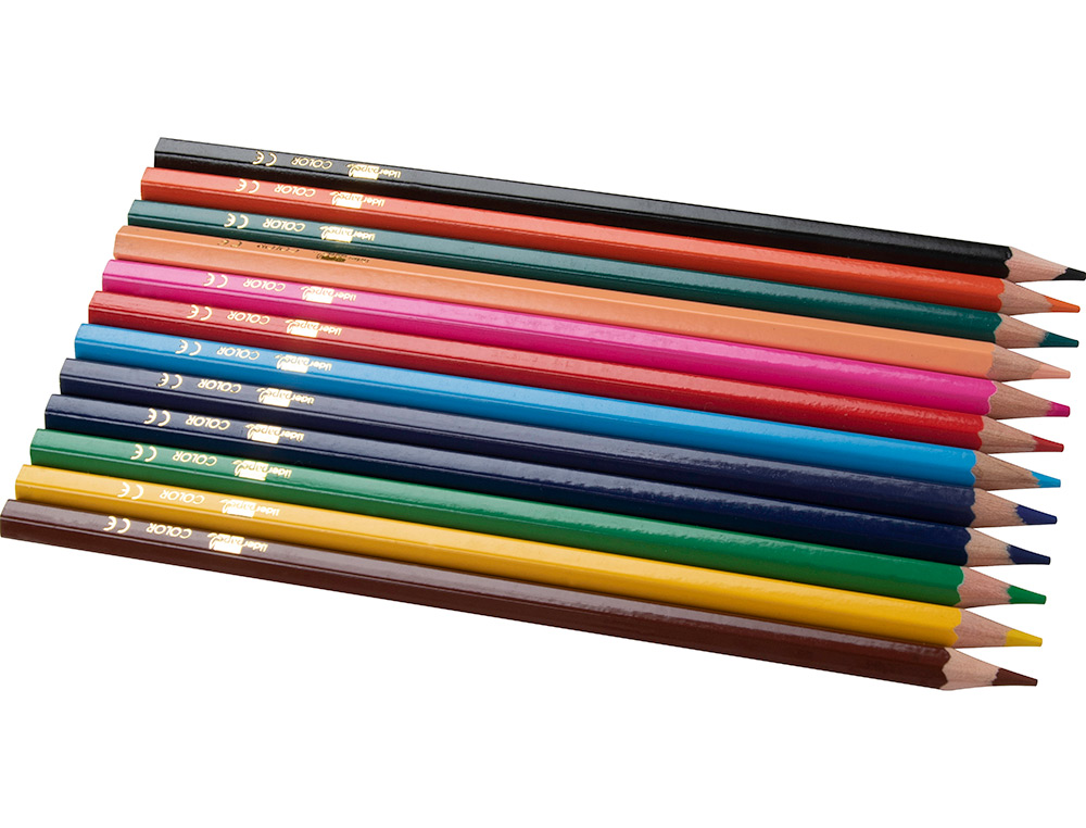 CRAYON COULEUR LIDERPAPEL MINE EXTRA-RÉSISTANTE 174.5MM ÉCRITURE DOUCE COLORIS INTENSES ÉTUI CARTON PLASTIFIÉ 12 UNITÉS