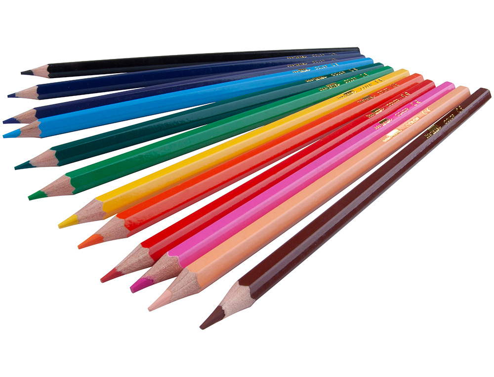 CRAYON COULEUR LIDERPAPEL MINE EXTRA-RÉSISTANTE 174.5MM ÉCRITURE DOUCE COLORIS INTENSES ÉTUI CARTON PLASTIFIÉ 12 UNITÉS