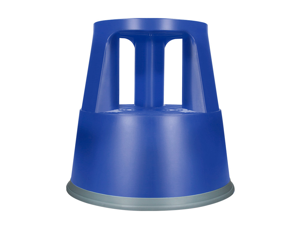 TABOURET Q-CONNECT PLASTIQUE ROUES CAOUTCHOUC RÉTRACTABLES 2 NIVEAUX BASE 44CM HAUTEUR 43CM POIDS 2.9KG COLORIS BLEU