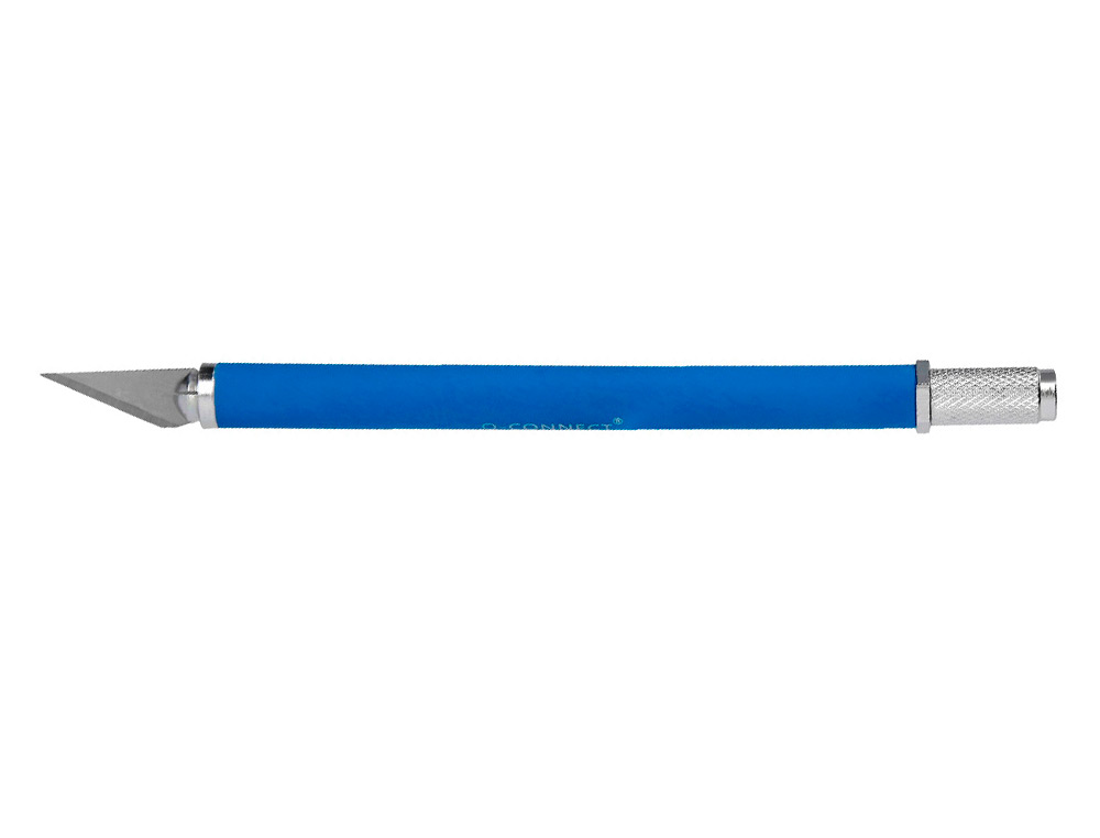 CUTTER BISTOURI Q-CONNECT EN GOMME LAME 6MM FIXE AVEC CAPUCHON DE PROTECTION 5 LAMESDE RECHANGE INCLUSES