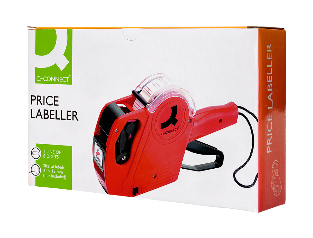 PINCE À ÉTIQUETER Q-CONNECT 1 LIGNE 8 CARACTÈRES 225X135X40MM 300G COLORIS ROUGE ROULEAU ENCREUR NON INCLUS