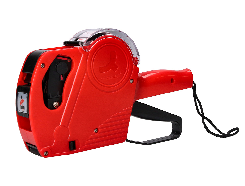 PINCE À ÉTIQUETER Q-CONNECT 1 LIGNE 8 CARACTÈRES 225X135X40MM 300G COLORIS ROUGE ROULEAU ENCREUR NON INCLUS
